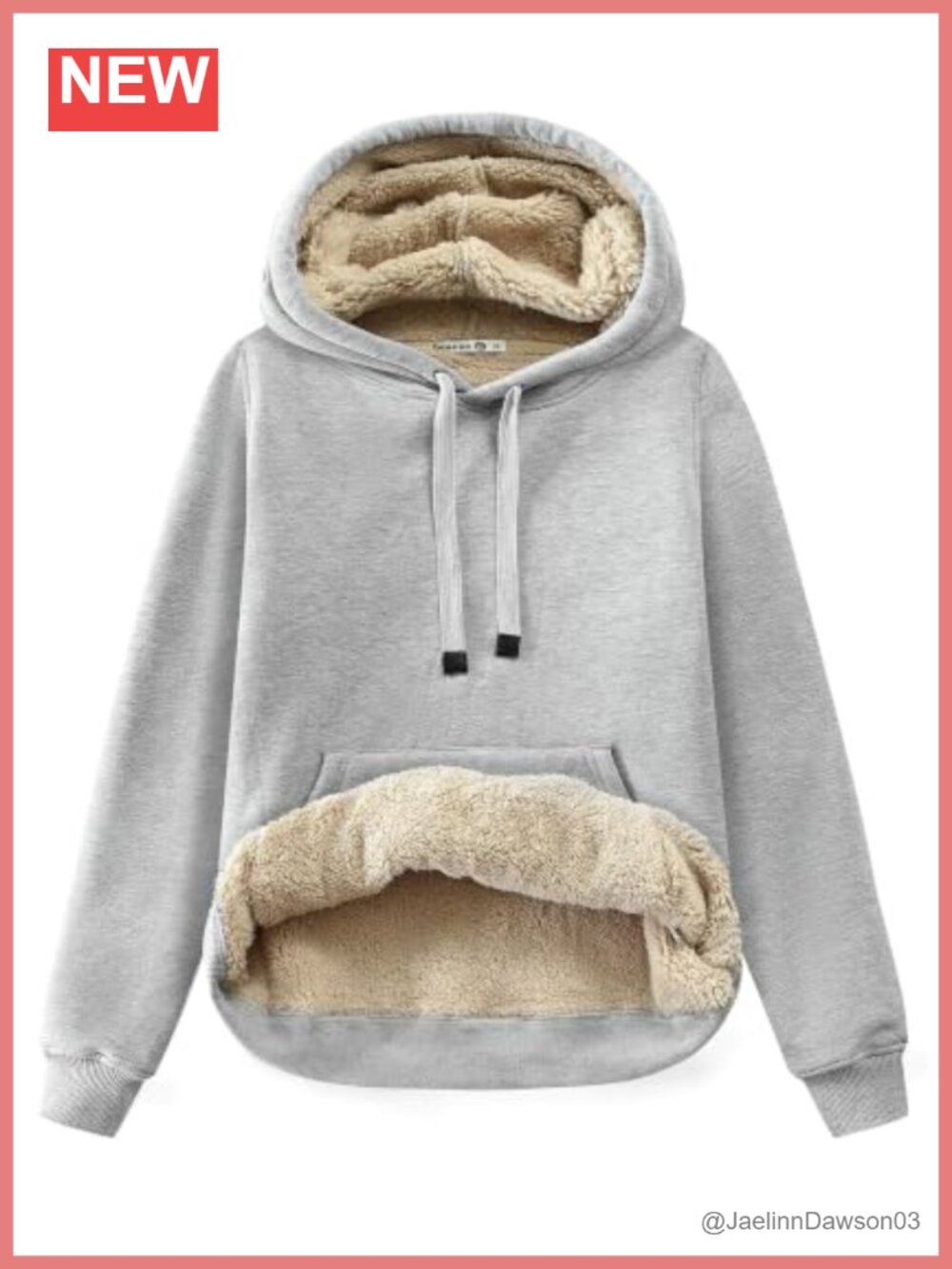 Sherpa Lined Cotton Pullover Hoodie Kangaroo Pocket Drawstring